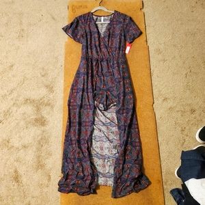 NWT Short Romper With Maxi Skirt Overlay